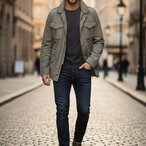 ALLSAINTS Navy Zip-Up Jacket/Bomber - Slim Fit & Like New! Size:L